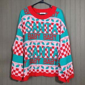 Grayson Threads "Santa Baby" Graphic Ugly Christmas Sweater Women's Size XXL